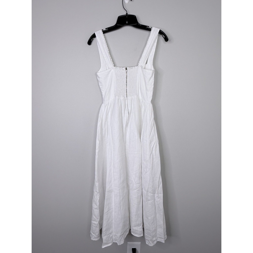 Reformation Women's White Tagliatelle Linen Dress Corset Top Lace Trim Sz 2 - Picture 5 of 8